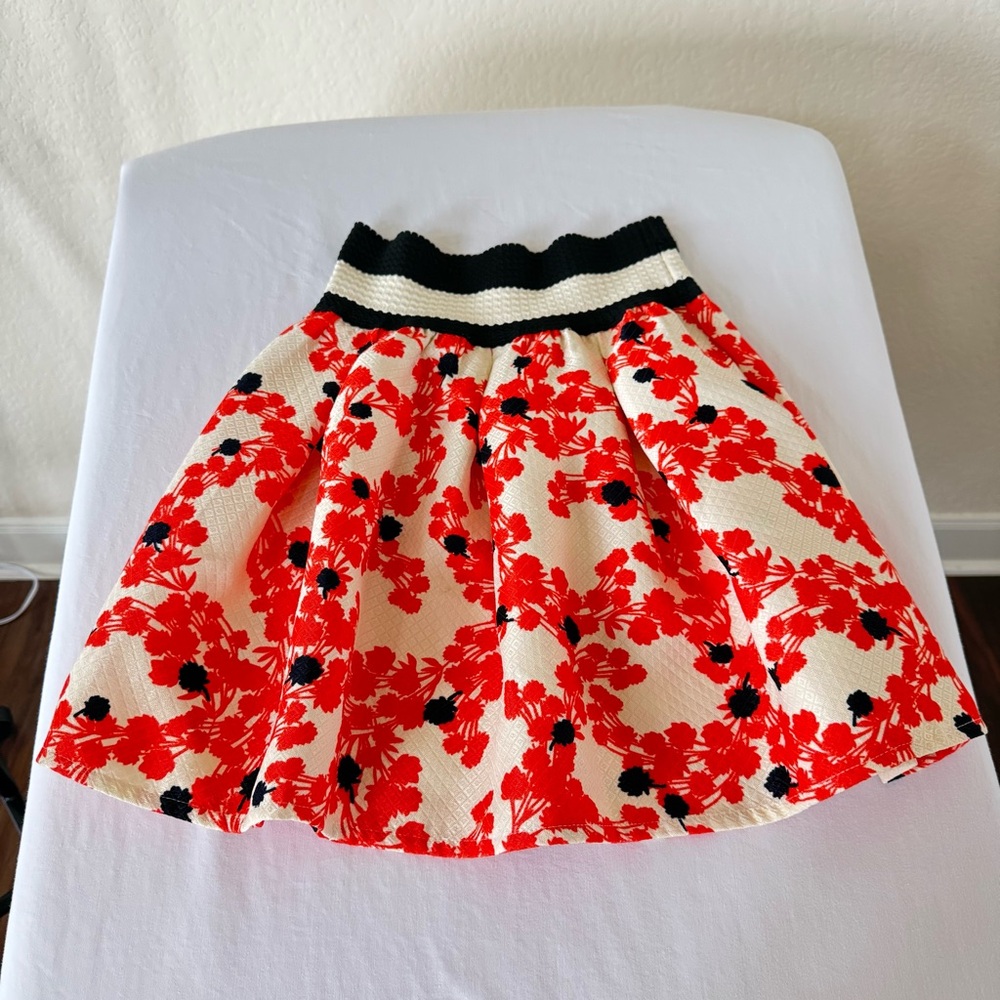 Floral Red and Black Mini Skirt